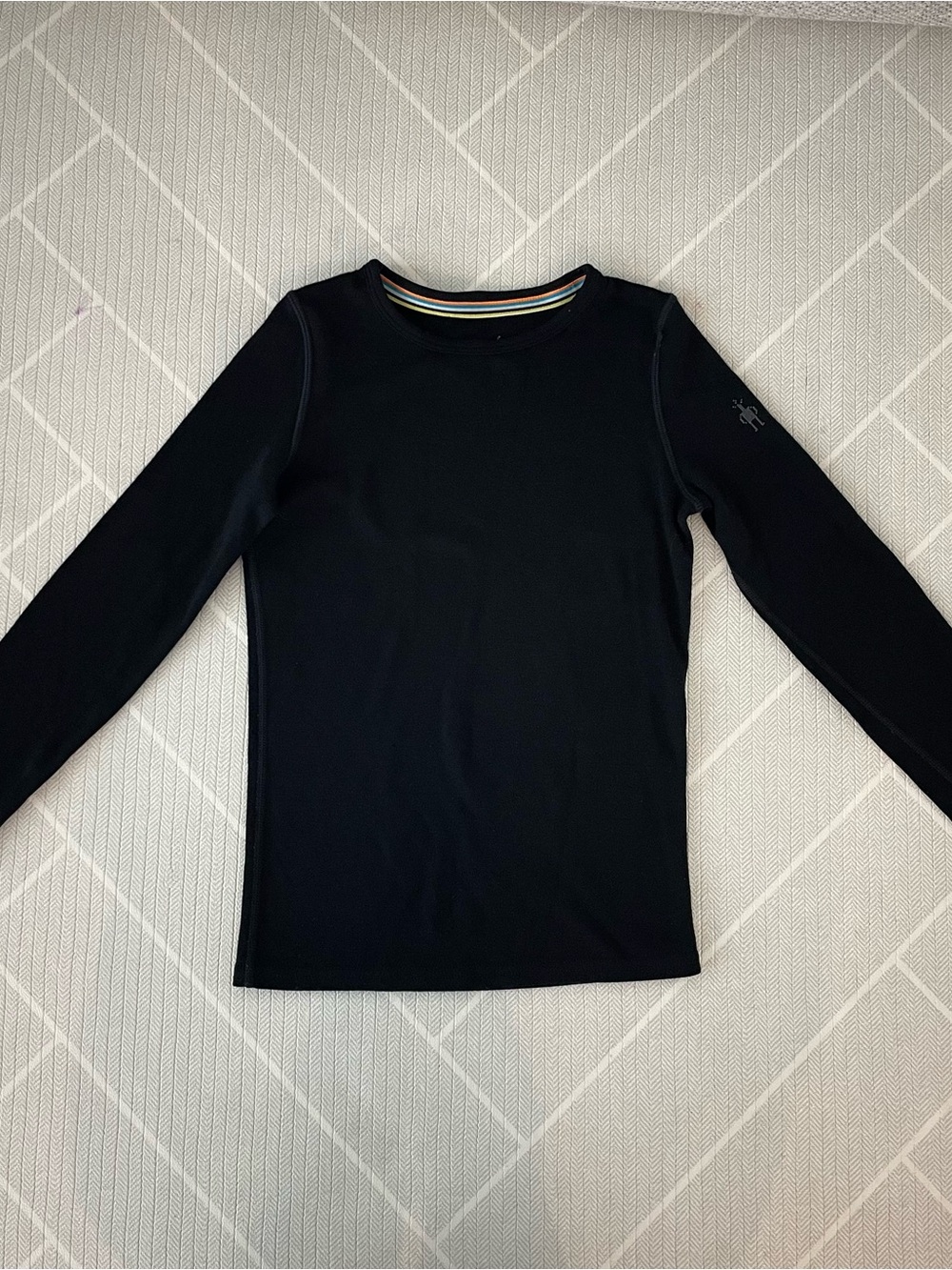 Smartwool Black Merino 250 Baselayer Crew T-Shirt Kids Size S(6-8Y)